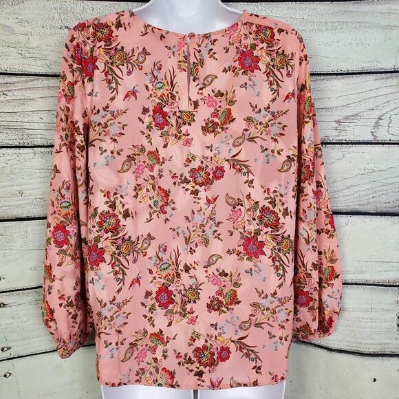 LOFT Petites Pink Floral Long Sleeve Blouse – Size MP - Picture 5 of 8